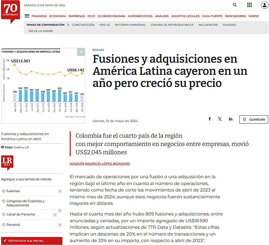 Fusiones y adquisiciones en Amrica Latina cayeron en un ao pero creci su precio